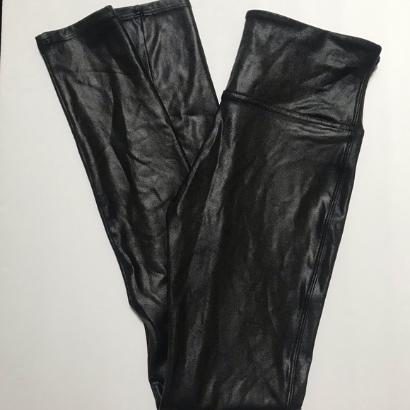 Spanx Faux Leather Stretch Shaping Black Leggings - Picture 7 of 8
